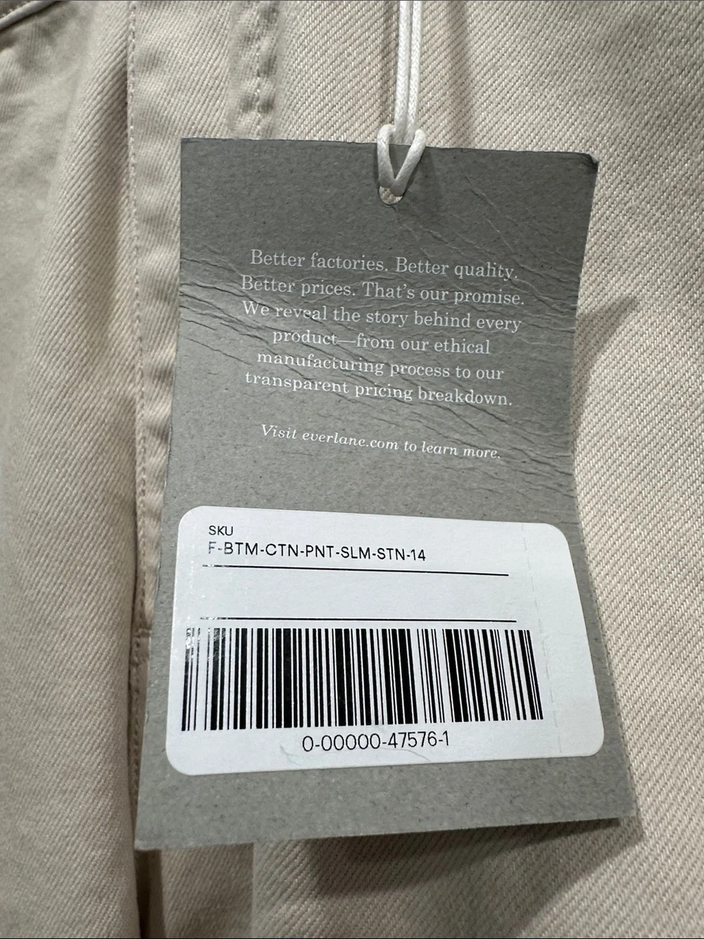 Everlane UTILITY STRAIGHT-LEG PANTs bone white Size 14 NWT cropped cotton